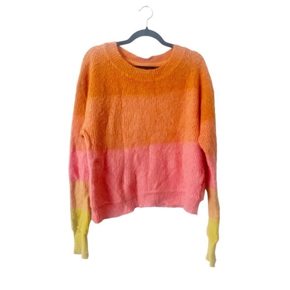 Free People Sweaters - Free People Colorblock Sweater in Orange, Pink & Yellow